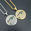 Collier pendentif œil d'horus égyptien pour hommes et femmes, chaîne ronde en or jaune 14 carats, hip hop, bijoux égyptiens anciens