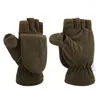 Rowerowe rękawiczki zimowe utrzymanie ciepłej osłony Mitts Polar polarowe polarowe palec z guzikiem do wewnętrznego zewnętrznego (czarny)