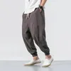 Мужские спортивные штаны Уличная одежда Свободные повседневные хлопковые льняные брюки Мужские шаровары Harajuku Мужские спортивные штаны больших размеров 5XL 240124