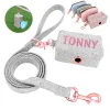 Leashes Custom Dog Poop Bag Pet Leash Dispenser Portable Personalized Dog Cat Garbage Bag Puppy Outdoor Poop Bag Dog Walking Leash Leads