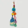 Porte-clés coloré boule de cheveux pompon porte-clés en peluche pompon pendentif porte-clés accessoires femmes sac suspendus ornements décorations