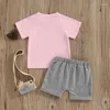 Set di abbigliamento Ragazze del bambino Vestiti estivi Neonati Bambini 1T 2T 3T 4T Manica corta Lettera T-shirt Top Pantaloncini Abiti