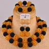 Halskette Ohrringe Set Blaugrün Grün Orange Nigerianische Hochzeit Afrikanische Perlen Schmuck Kristall
