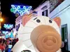 wholesale Giant lighting Pink Inflatable Pig Cartoon Model with Air Blower for Shopping mall decorative Advertising, Event