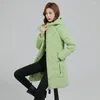 Women's Trench Coats Winter Cotton Padded Women Mid Length Hooded Korean Versatile Youth Jacket Down Female Fashionable Slim Thick Top
