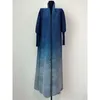 Miyake veckad vårkvinnor Robe Coat Fashion Gradual Starry Sky Print Lång ärm Utökad Windbreaker Trench 240123