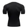 圧縮された黒の半袖シャツメンズサンプロテクション長袖Tシャツセカンドスキンフィットネストレーニングクイック乾燥スポーツウェア240125