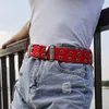 Belts 2024 Design Wide Canvas Double Grommet Hole Buckle Men Leather Belt Women's For Brown Patchwork Jeans Woman