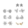 Oorbellen sprankelende sneeuwvlok schietende ster 925 Sterling Silver Stud -oorbellen voor vrouwen Brilliance Lab Created Diamond Mask Flower Cluster