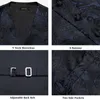 Nero Paisley Abito blu Gilet Cravatta Set Fazzoletto da taschino Gemelli Gilet da sposa da uomo Gilet da smoking di lusso Gilet da uomo DiBanGu 240119