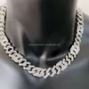 Baguette Gold Plated Hip Hop Men smycken Sier VVS Moissanite 15mm Chain Iced Out Cuban Necklace