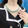 HABITOO – ensemble collier et boucles d'oreilles, magnifique naturel, perle de culture d'eau douce blanche, Bracelet en Jade vert, bijoux en Zircon cubique, cadeau pour femmes, 8-9mm