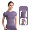 Ll kvinnors yoga sommar smal passform snabb torkning träning fitness t-shirt yoga kort ärm