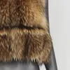 여성용 가죽 고귀한 천연 너구리 모피 겨울 재킷 여성 큰 푹신한 실제 코트 두꺼운 따뜻한 외부웨어 스트리트웨어 플러스 사이즈