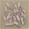 Charms Natural Stone Rose Quartz Quexagon Column 기둥 기둥 기둥 매력 펜던트 DIY 여성 보석류 액세서리 새로운 디자인 목걸이 드롭 DHCUY