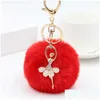 Portachiavi Cordini Portachiavi Moda Strass Ballerina Portachiavi Carino Imitazione Pelliccia Pompon Portachiavi Per Le Donne Borsa Ciondolo Chiave Dell'automobile Dh1Ct