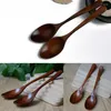 Spoons 20 4CM Wooden Spoon Soup And Fork Eco Friendly Products Tableware Natural Ellipse Ladle Set For Cooking