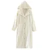 Женская одежда для сна, 2-слойный утепленный халат, женский зимний коралловый бархатный кимоно с капюшоном, ночная рубашка, теплое утреннее платье, халат, мягкая домашняя одежда