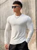 Ginásio de fitness camiseta dos homens casual manga longa camisa magro masculino musculação camisetas topos correndo esportes secagem rápida roupas treinamento 240123