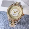 Aaa marca de luxo das mulheres dos homens relógios brilhando diamante wacth congelado aço inoxidável movimento quartzo montre presente festa pulso wat209f