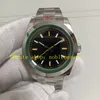 2 kleur 904L staalautomatisch horloge reële foto voor superheren 116400 zwarte wijzerplaat groen gladde bezel witte roestvrijstalen armband 40 mm mechanische sportjurk horloges