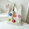 Evening Bags Dopamine Cute Colorful Little Flower Knitted Shoulder Handbag Korean Version All-in-one Large Capacity Tote Wrist Bag