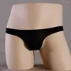 Sous-vêtements hommes taille basse slips voir à travers des culottes lingerie sexy traceless confort string renflement poche sous-vêtements ultra-mince solide