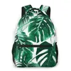 School Bags Backpack Women Green Leaves Pattern 2024 Bagpack Travel