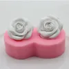 Stampi da forno Stampo in silicone con fiore di rosa a due fori, fondente, zucchero, cupcake, gelatina, caramelle, torta, cioccolato, strumenti per decorare lo stampo