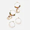 Boucles d'oreilles pendantes pour femmes, 2 paires de perles simulées, grand petit cerceau, cercle exagéré, personnalité, bijoux de boîte de nuit