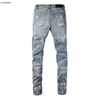 Designer Jeans Mens Pants Purple Jeans Mens Märke Jean Distressed Ripped Biker Slim Fit Motorcykel Mans Stapled Byxor Logo Jeans 27 jan