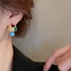 Hoop Earrings Medieval Style Colored Natural Stone Women's Exquisite Design Turquoise Designer For Women Tassel