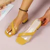 Sandals Fashion Summer Women Chunky Heel Low Square Toe Transparent Trendy For Womens Size 11