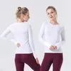 lu-008 2.0 Long sleeved Sports Top Fitness Shirt Elastic Round Neck Quick Drying and Breathable Fitness Room Exercise Running Hot Selling Style womens