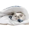 マット猫ネスト冬の温かい猫寝袋完全囲まれた子猫の家深眠り猫キルト日本のスタイルキルト犬小屋