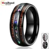 Bands Menband Fashion 8mm med Multicolor Opal och Koa Wood Inlay Men Kvinnor Kuped Polished volfram Wedding Band Ring Comfort Fit