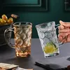 Muggar 235 ml/285 ml/308 ml transparent kopp ölvatten bikakor mönstrat glas med handtag sommar hushållsmjölksaft