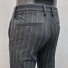 Ternos masculinos calças estilo coreano listra fino ajuste não-ferro vestido terno calça fashions de alta qualidade casual calças de cigarro dos homens