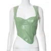 Женские майки Meqeiss, летние топы из искусственной кожи для женщин, клубные сексуальные модные наряды с открытой спиной, жилет без рукавов, зеленый Rave Festival