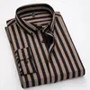 Men's Dress Shirts Luxury Men Striped Long Sleeve Formal Business Clothes Big Size Non-iron Casual Slim Fit Social Blouse Male