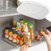 Table de rangement de cuisine, support d'assaisonnement, plateau tournant Transparent et réversible pour réfrigérateur domestique