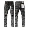 Purple Jeans Designer Мужчины любят Black Tear Motorcycle Slim Fit Fort Denim Fashion Brant