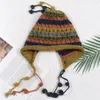 Berretti Cappello a cilindro a cupola Colorato invernale lavorato a maglia con decorazioni in peluche Palla morbida e calda protezione per le orecchie da donna antiscivolo