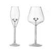 Creative 3D Clear Diamond Rose Glass Build-In Red White Wine Glasses Cup Elegant Champagne Flute Goblets Hushållens gåvor