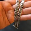 Mäns Flat Miami Cuban Link Chain 925 Sterling Silver 8mm Thick Italy Made320s