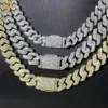 S Sterling com Iced Out 2Row 12Mm Vvs Diamond Chain Link Moissanite Colar Cubano