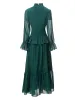 Femme printemps haute qualité mode fête élégant vert crème solaire Vintage extravagant Chic jolies robes à manches longues pour les femmes