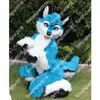 Blue Fox Dog Husky Costume Mascot Cartoon Anime Postacie Unisex Dorośli Rozmiar Reklamy Świąteczne przyjęcie na świeżym powietrzu garnitur