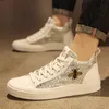 Storbritanniens modemän paljetter med hög toppar skor kausala lägenheter loafers punk rock sneakers zapatos hombre