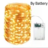 5m 10m vattentätt USB -batteriledande lampor Sträng Koppartråd Fairy Garland Light Lamp Christmas Wedding Party Holiday Lighting